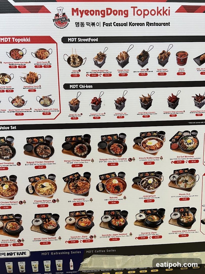 MyeongDong Topokki Menu