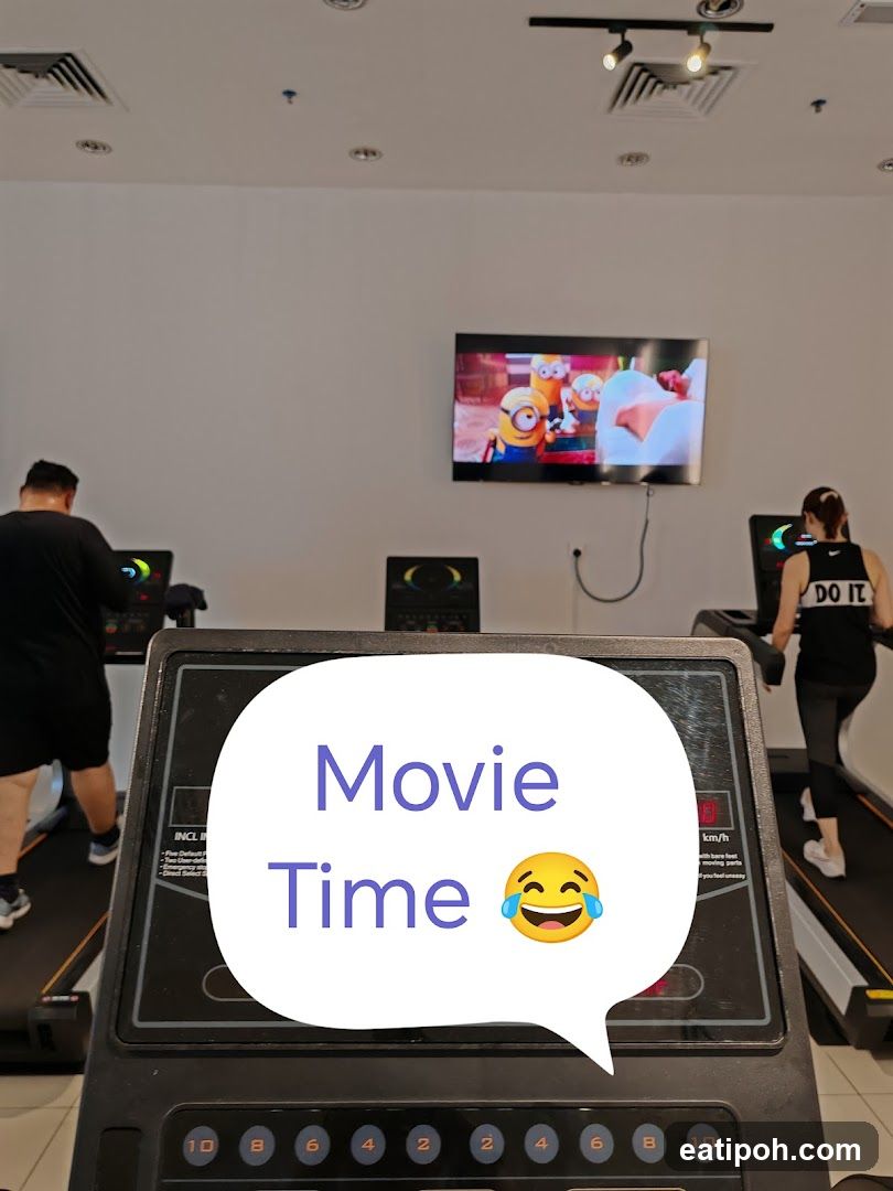 Gym Interior with Movie Screen