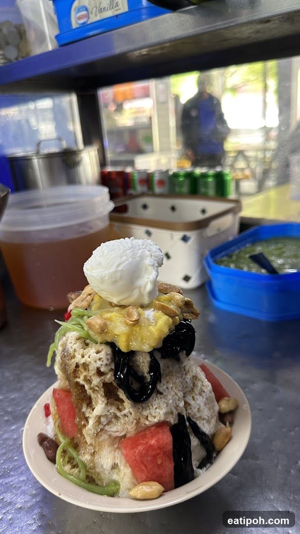 Ice cream dessert with toppings