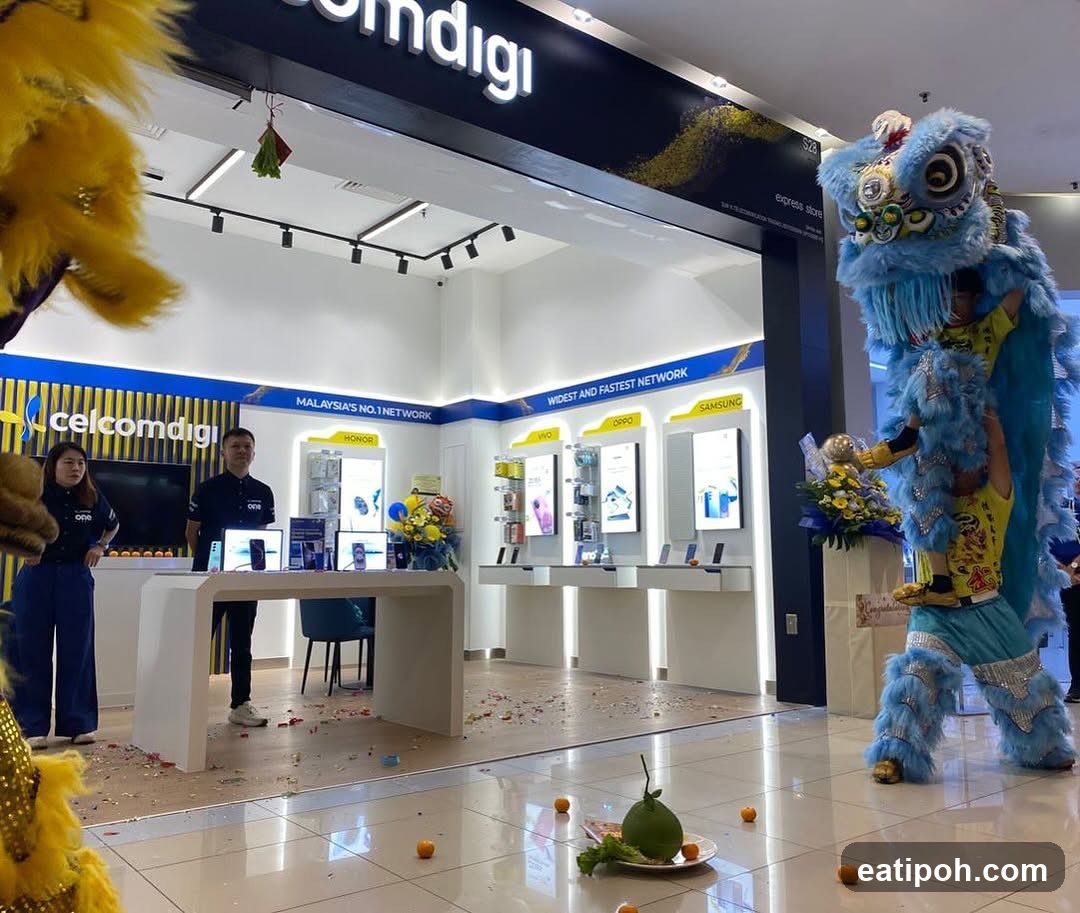 Celcomdigi Store Interior with Lion Dance Performance