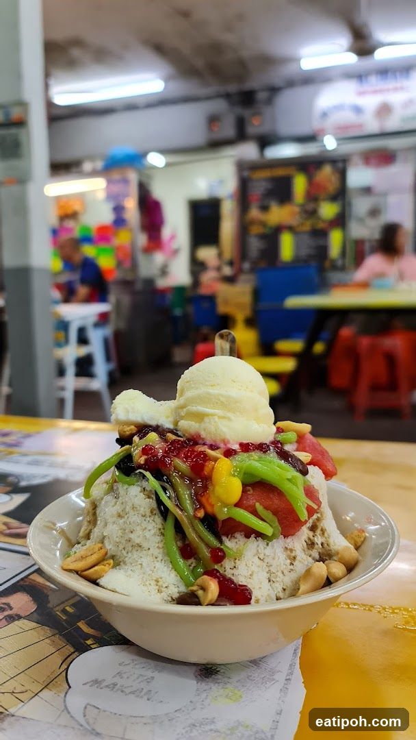 Ice cream dessert in a food stall