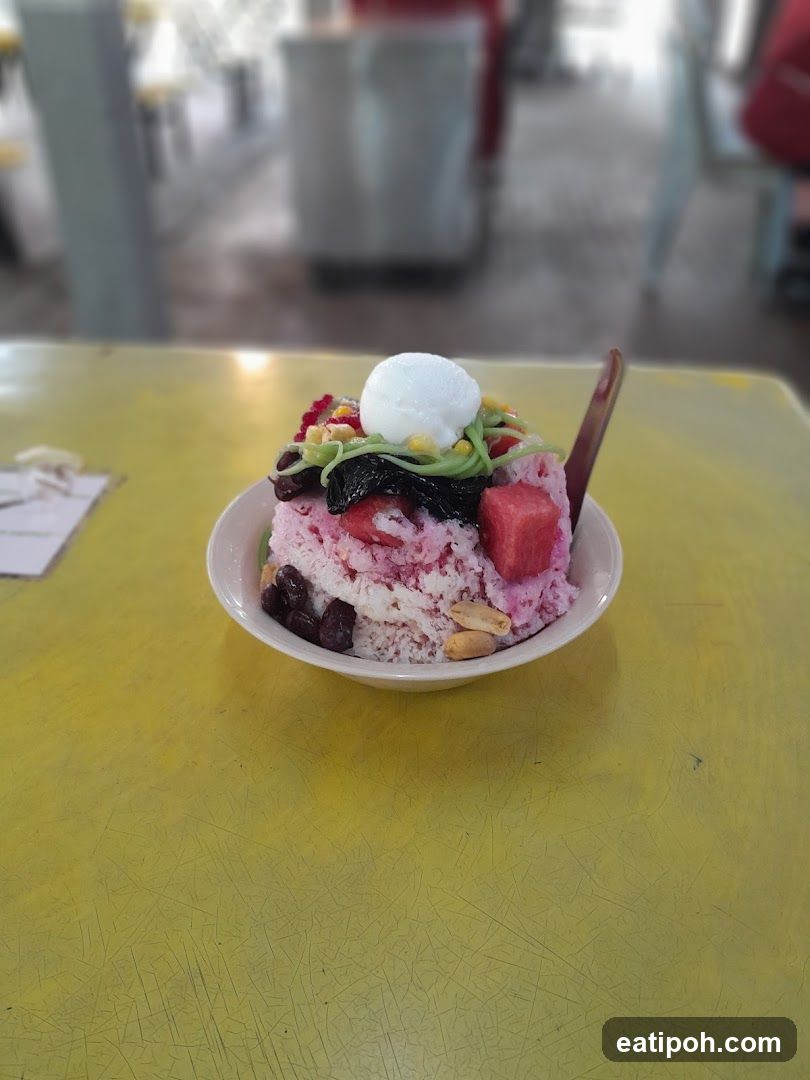 Bowl of shaved ice dessert
