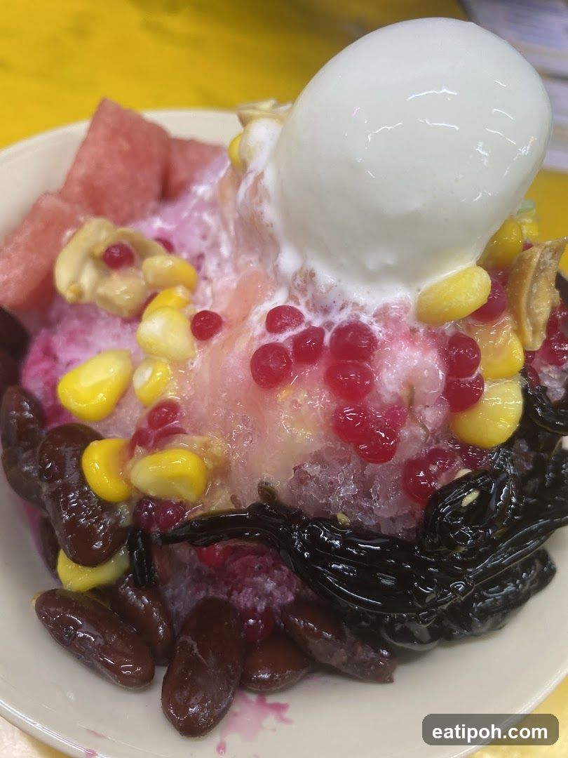 Ice cream dessert with toppings