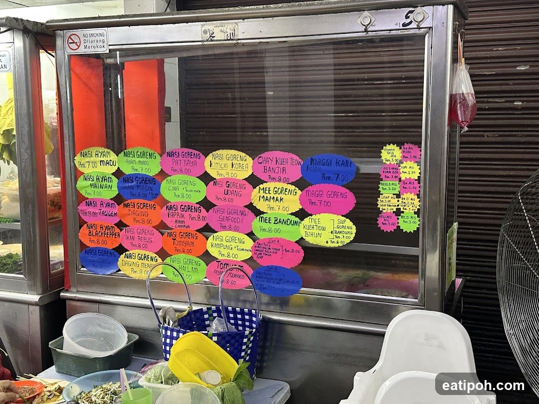 Nasi Goreng and Noodles Menu at Food Stall