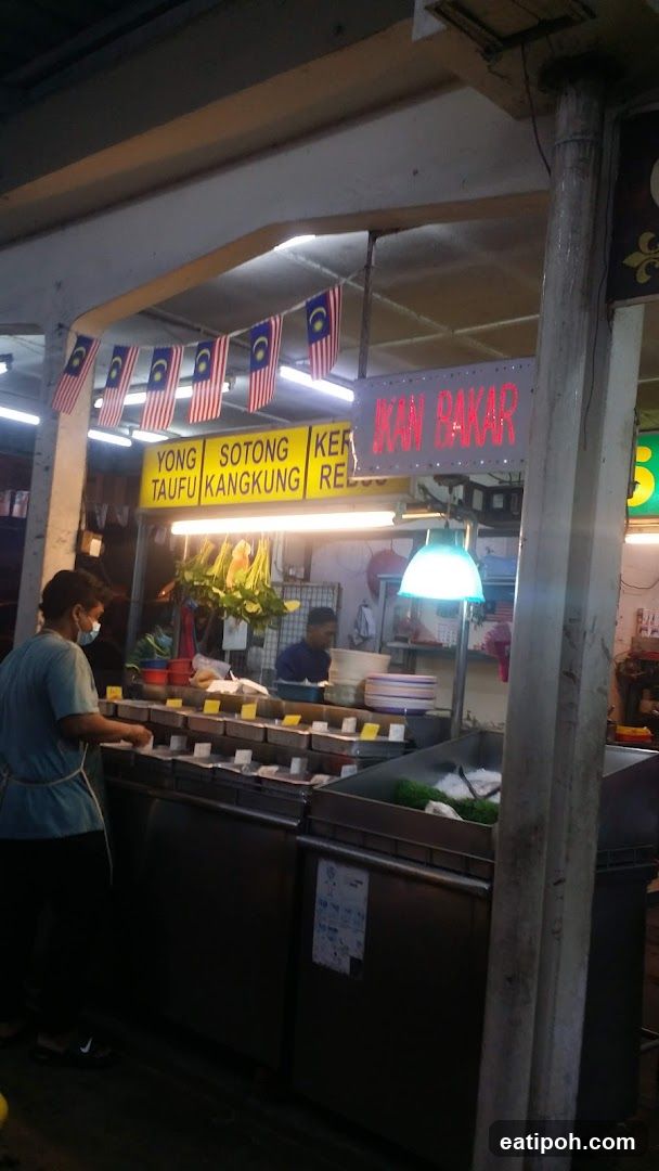 Nighttime street food stall