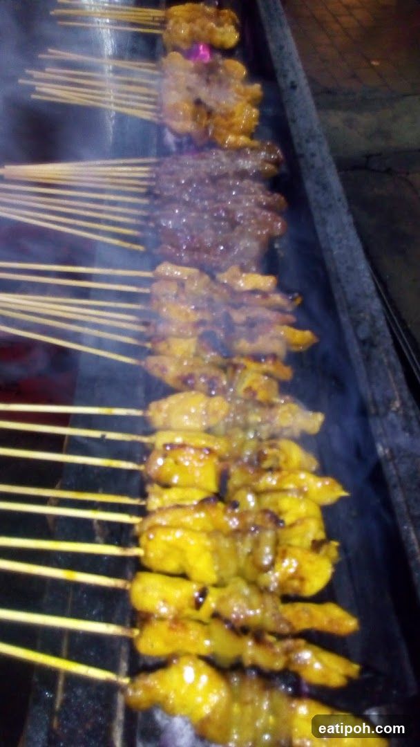 Grilled skewers on a grill