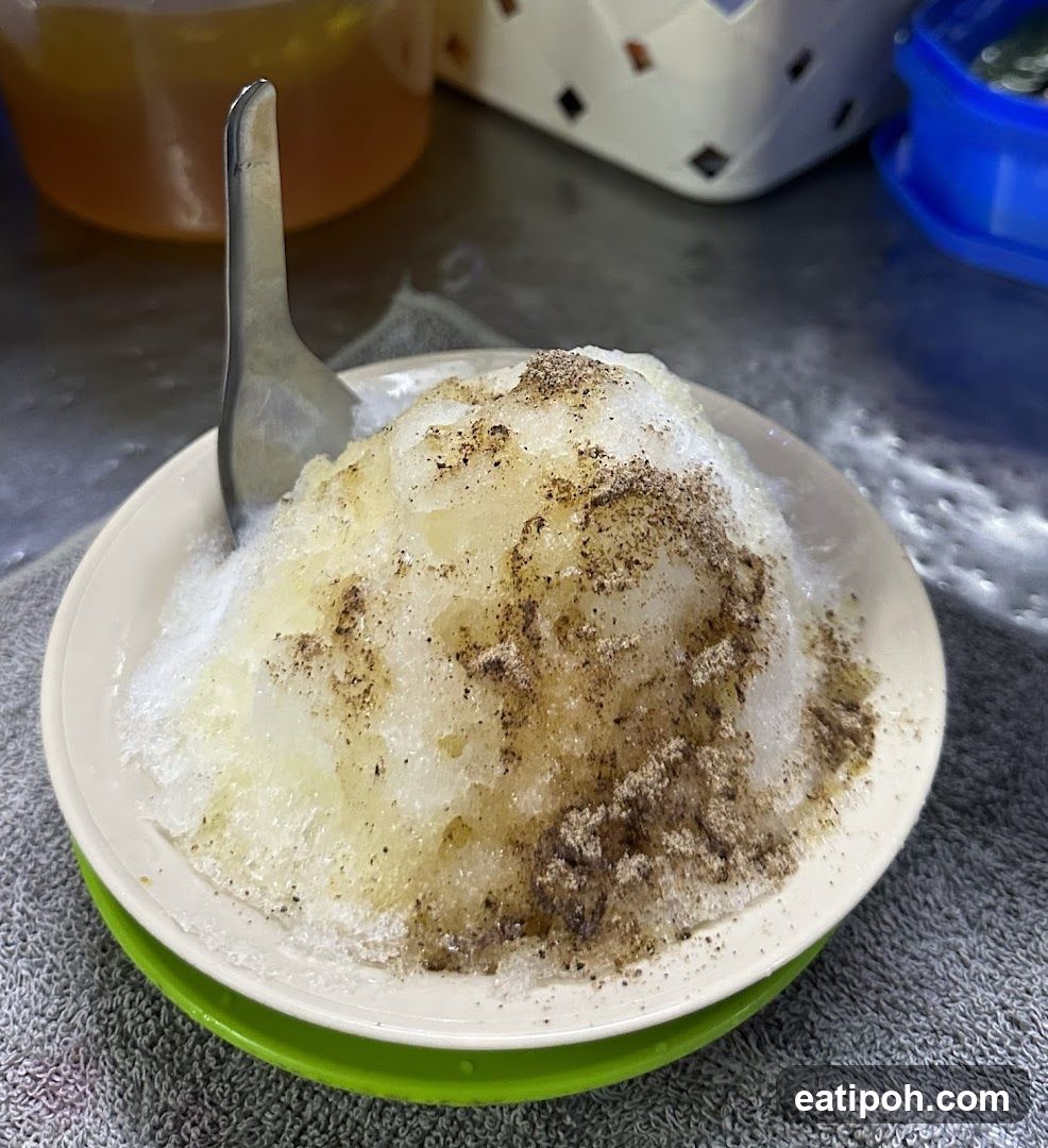 Serving of shaved ice dessert