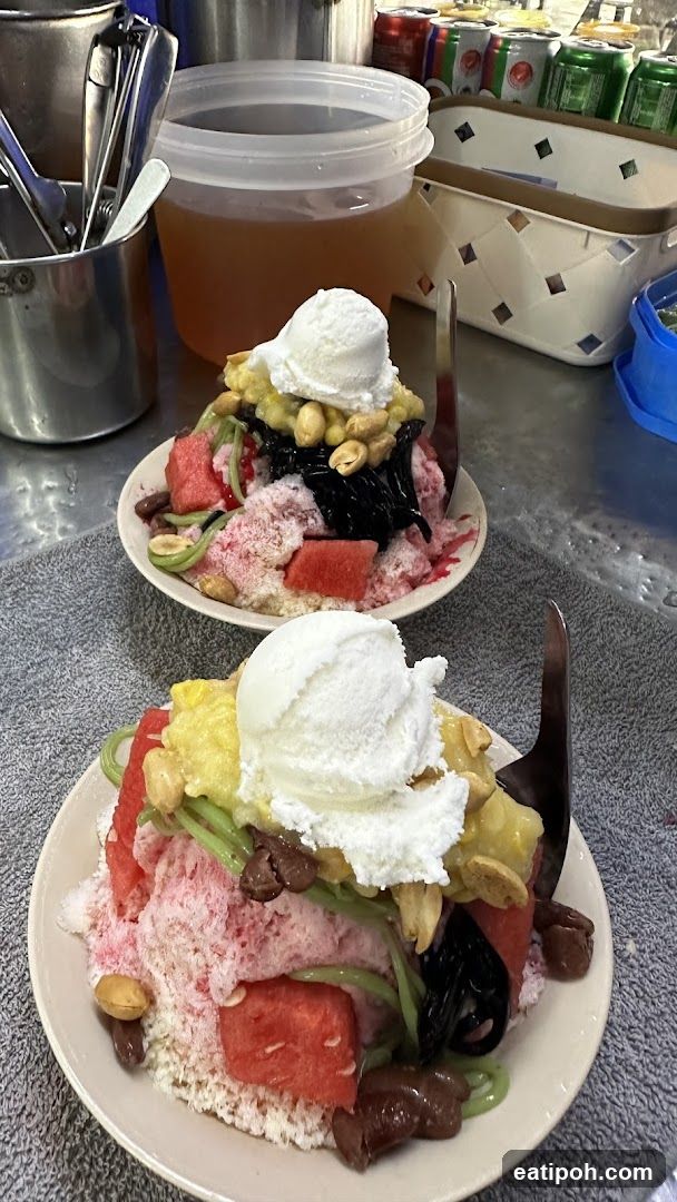 Ice cream dessert with toppings