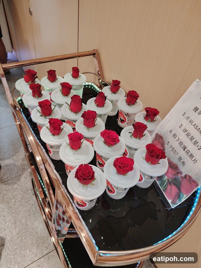 Roses in Cups on Cart