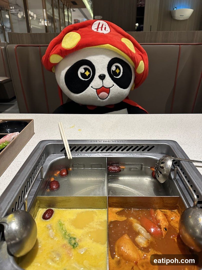 Panda plush at hot pot restaurant