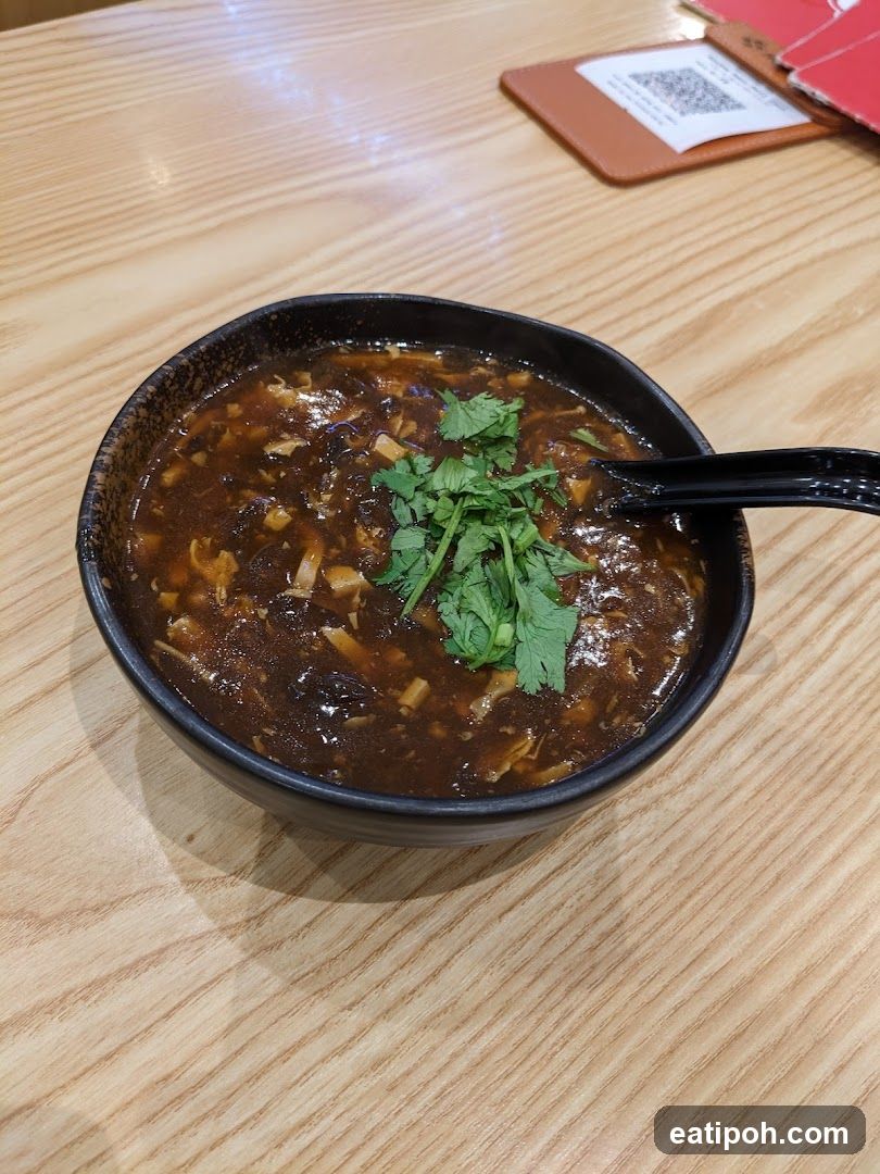 Soup on wooden table