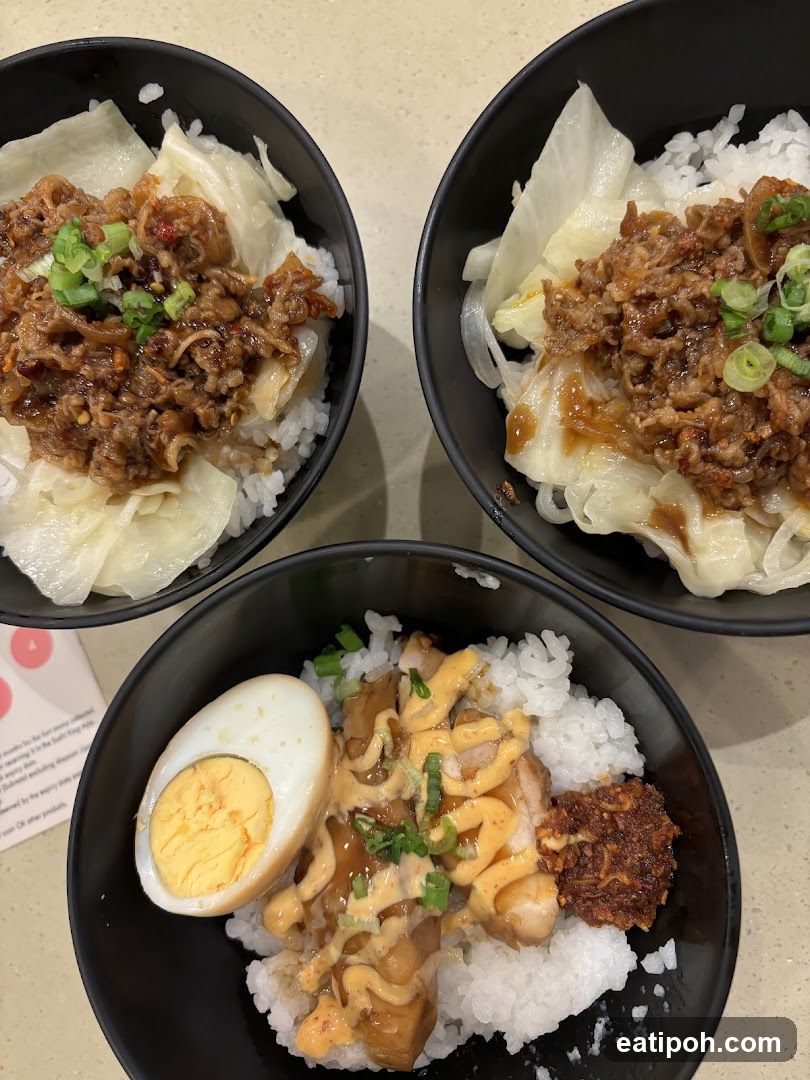 Rice bowls with toppings