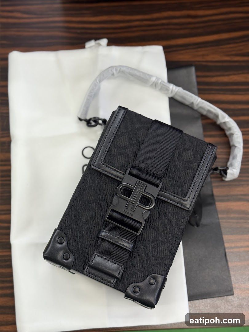 Black Handbag on Packaging