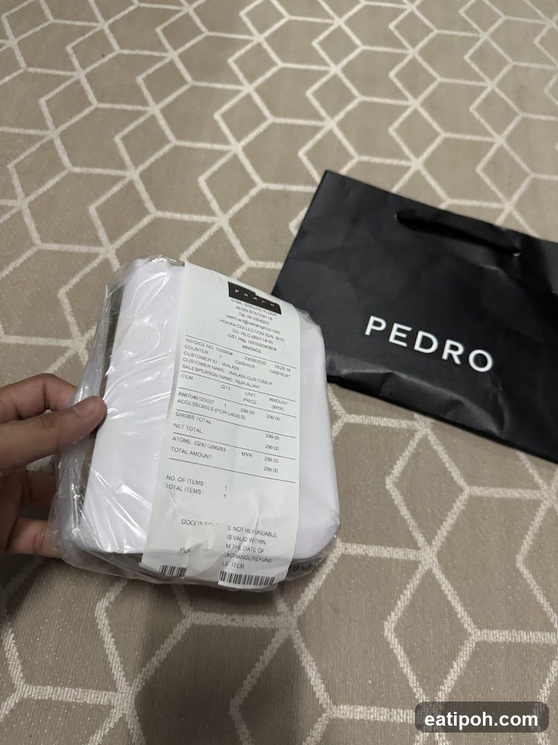 Pedro Shopping Receipt and Bag