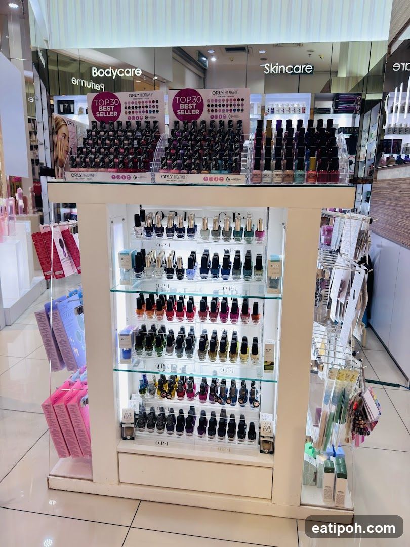 Nail polish display in retail store