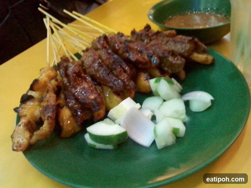 Sate skewers with accompaniments