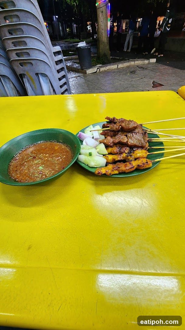 Nighttime street food scene