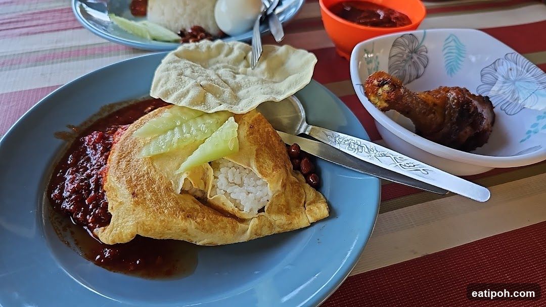 Food Plate with Rice, Chicken, and Accompaniments