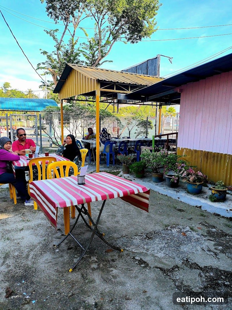 Outdoor seating area of a local eatery