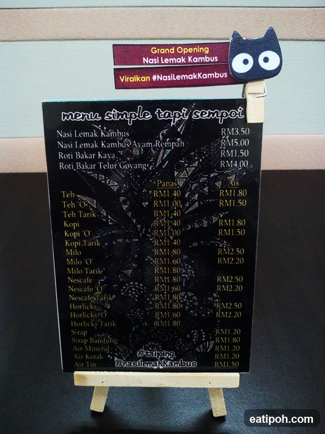 Nasi Lemak Kambus Grand Opening Menu Display