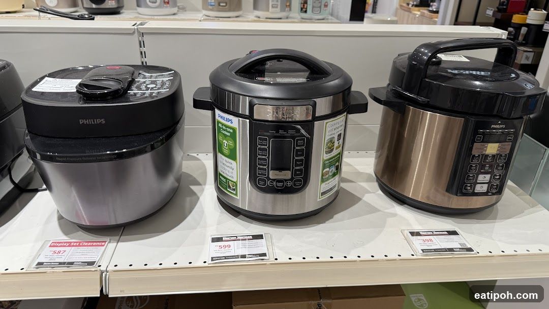 Philips Pressure Cookers on Display Shelf
