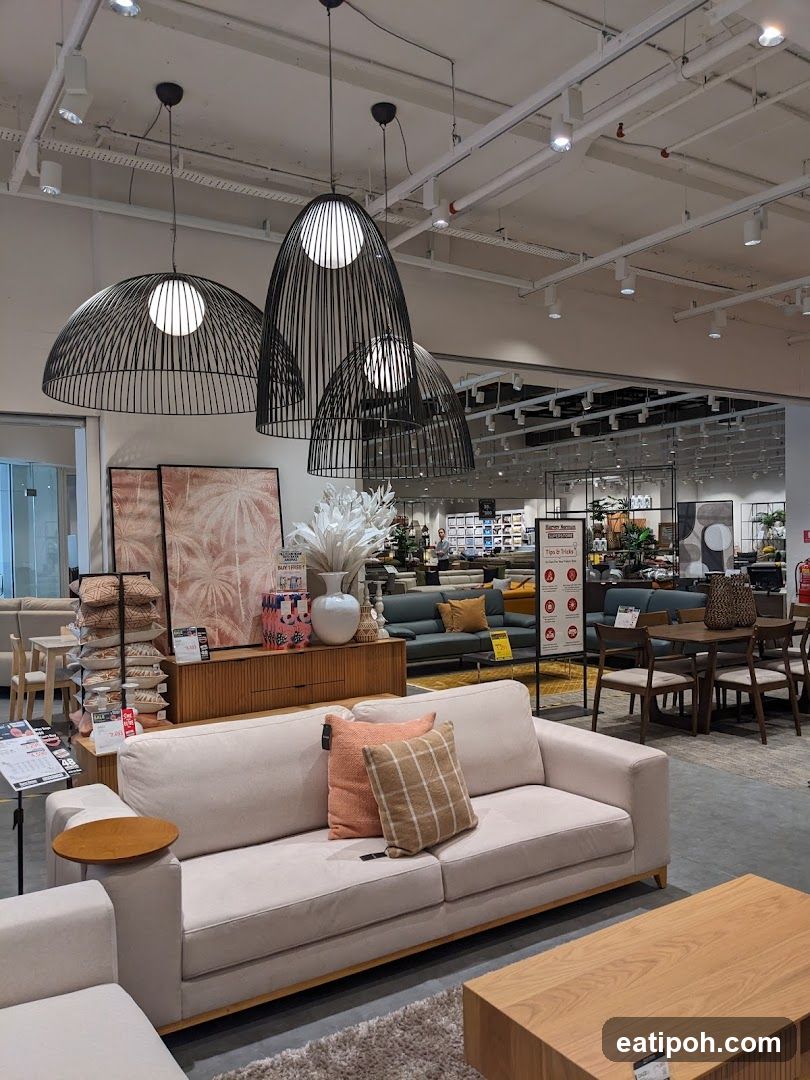 Interior of furniture showroom