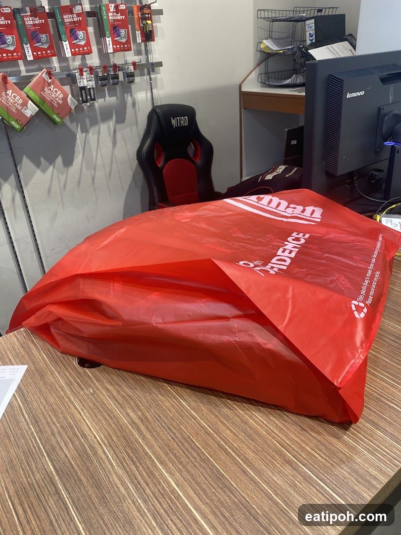 Office Interior with Red Bag