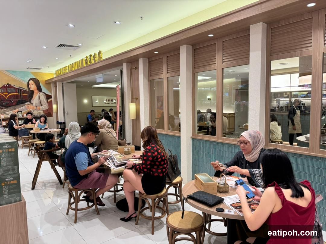 Interior of a café in a shopping mall