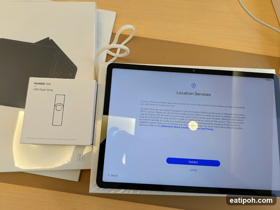 Tabletop with Tablet and Gift Box
