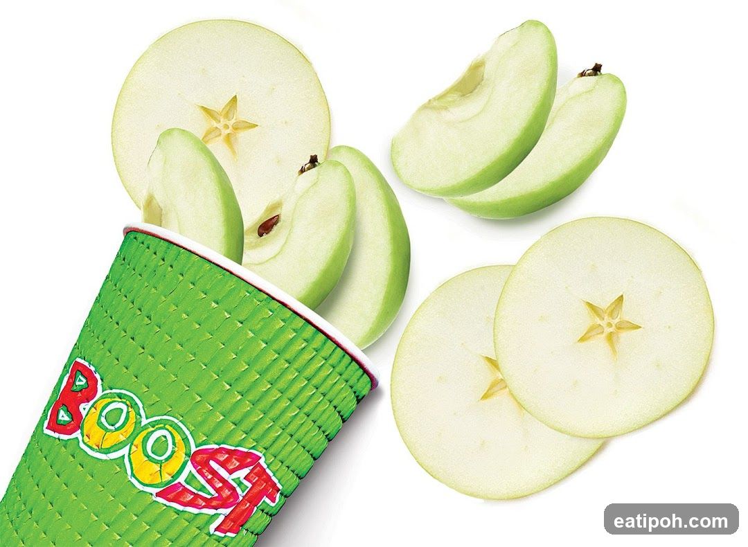 Boost Juice Cup with Apple Slices