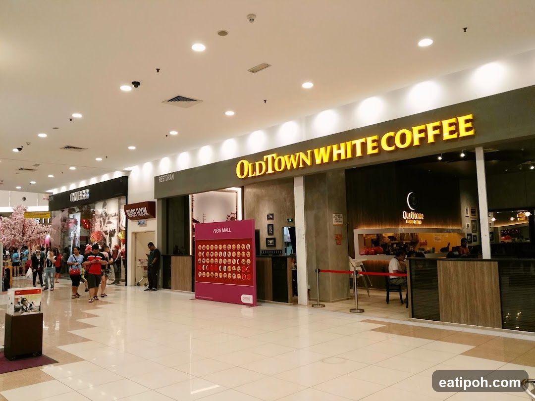 AEON Mall interior with OldTown White Coffee storefront