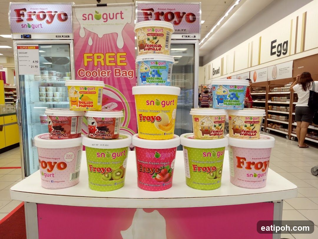 Frozen Yogurt Display in Supermarket
