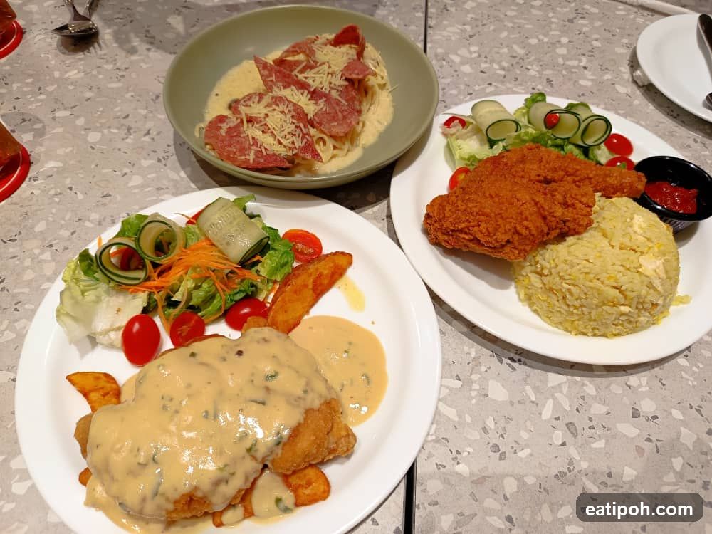 Dining Table with Food Plates