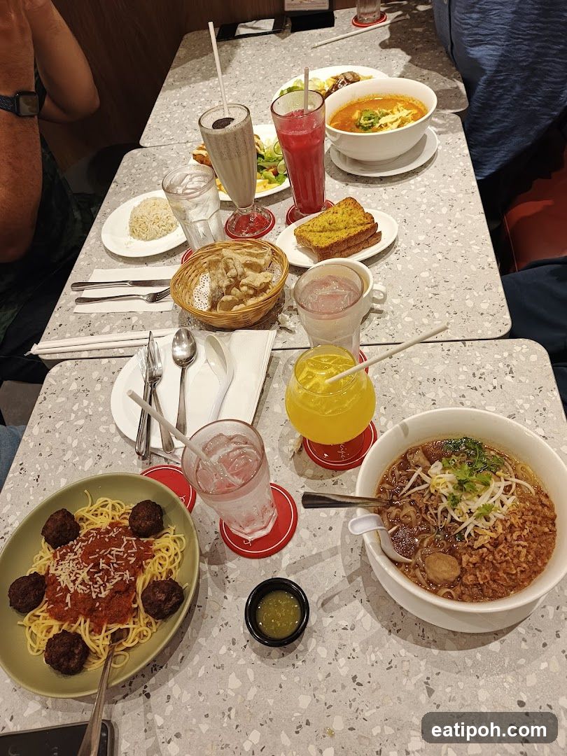 Restaurant Table with Dishes and Drinks