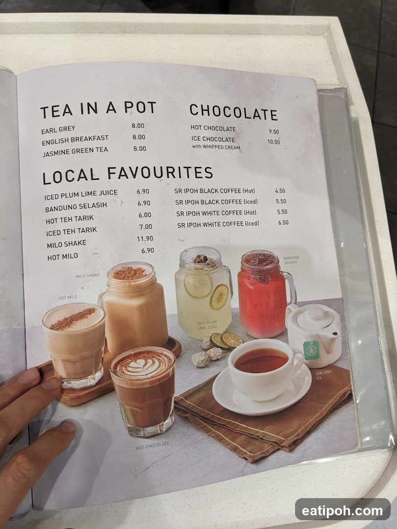 Tea in a Pot and Chocolate Menu