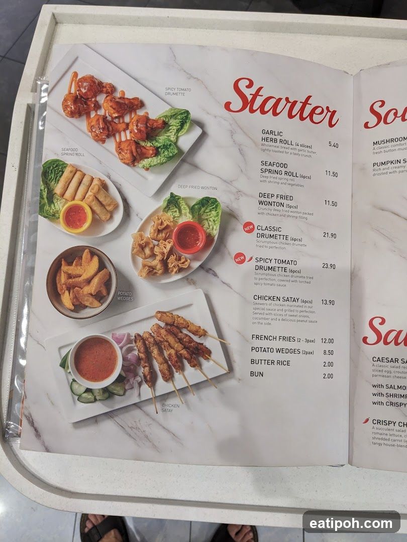 Starter Section of Menu