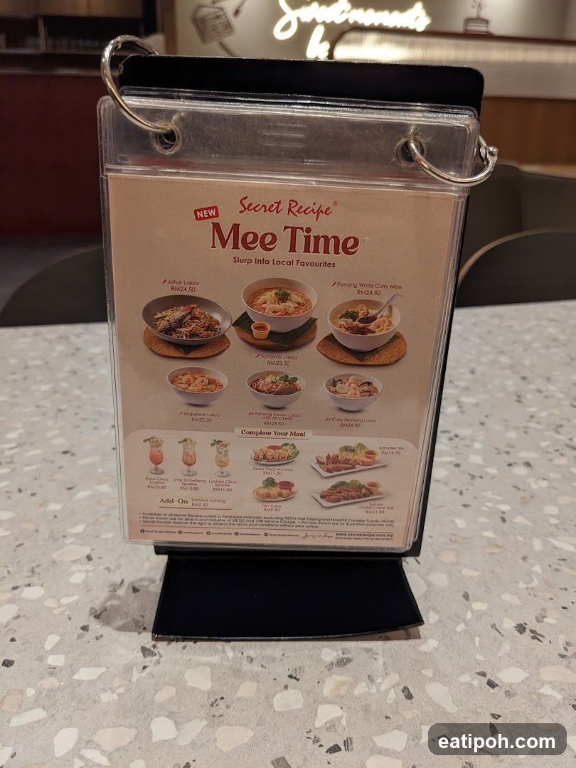 Secret Recipe Mee Time Menu