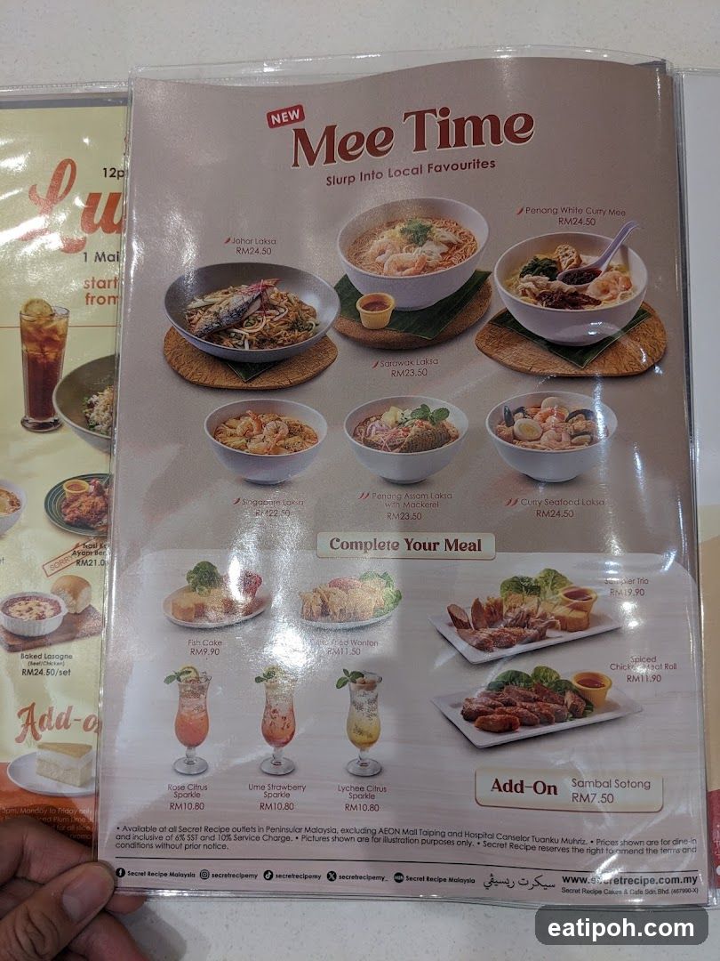 New Mee Time Menu