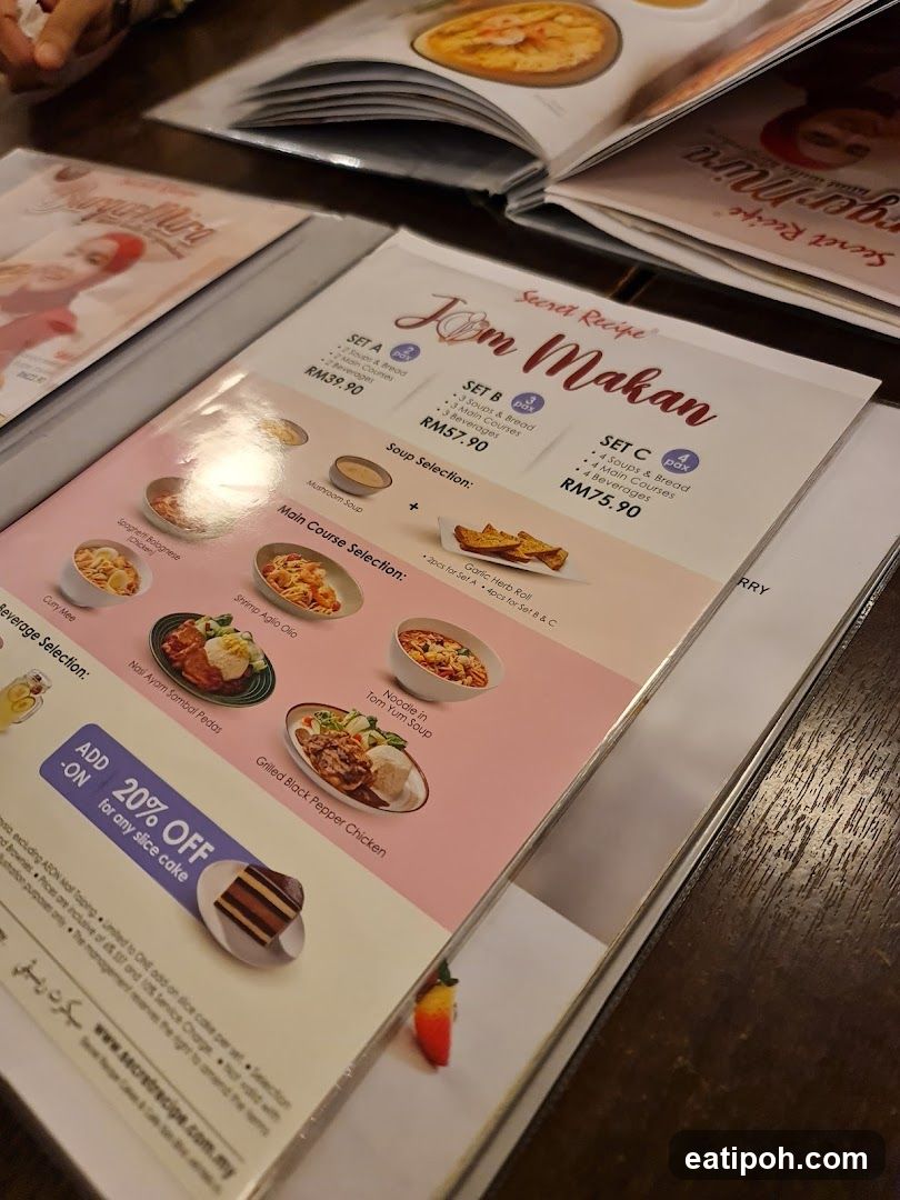 Secret Recipe Jom Makan Menu