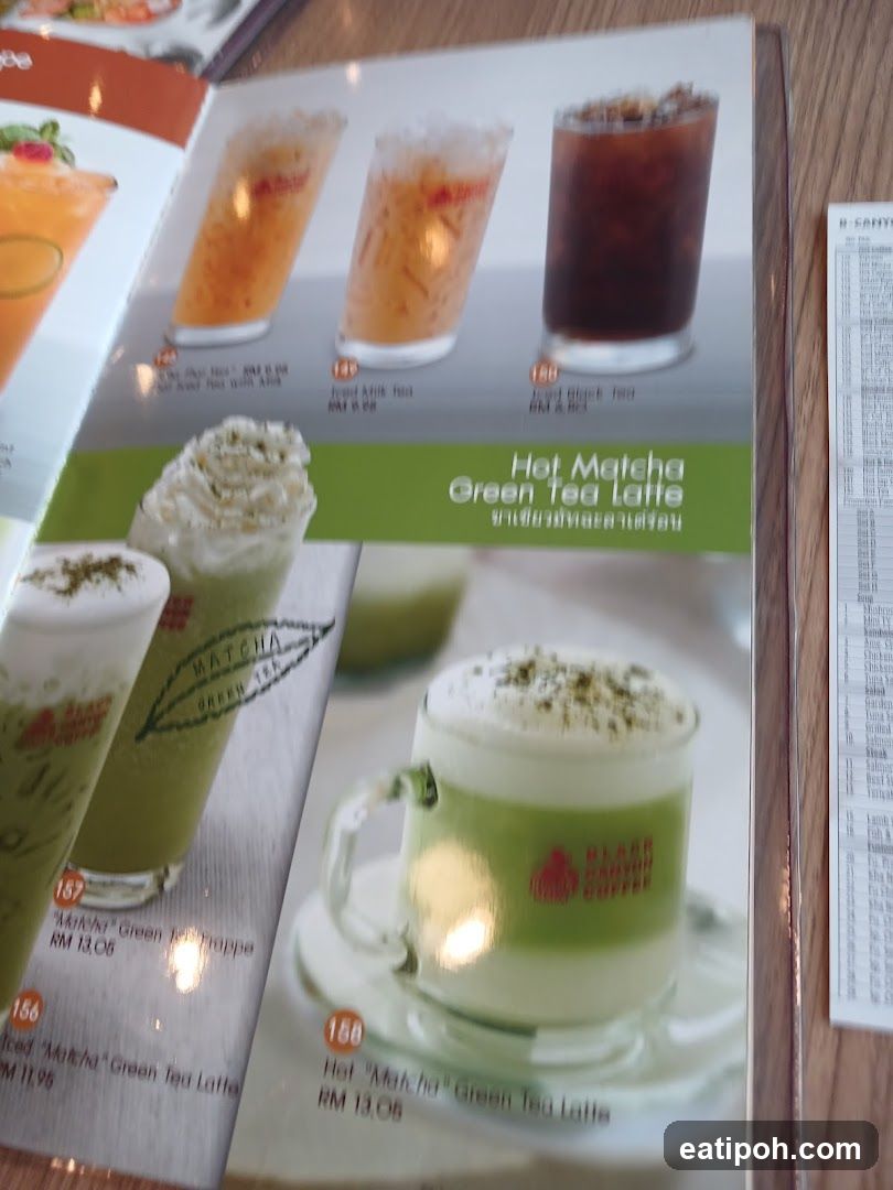 Matcha Green Tea Latte Menu Section