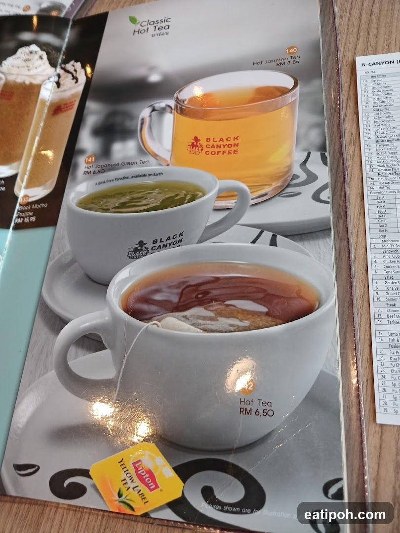 Black Canyon Coffee Menu Section
