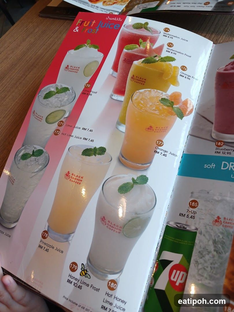 Fruit Juice & Frost Menu