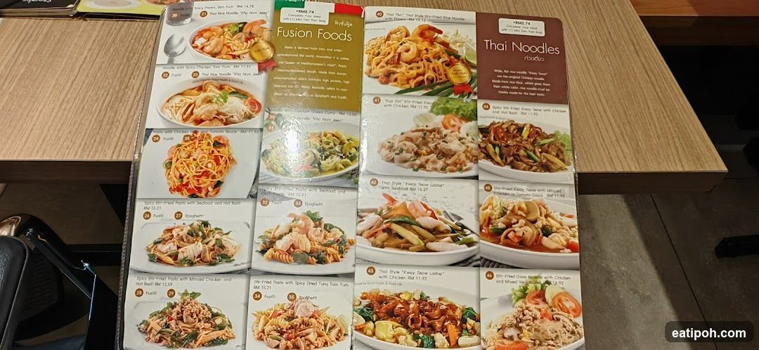 Fusion Foods and Thai Noodles Menu