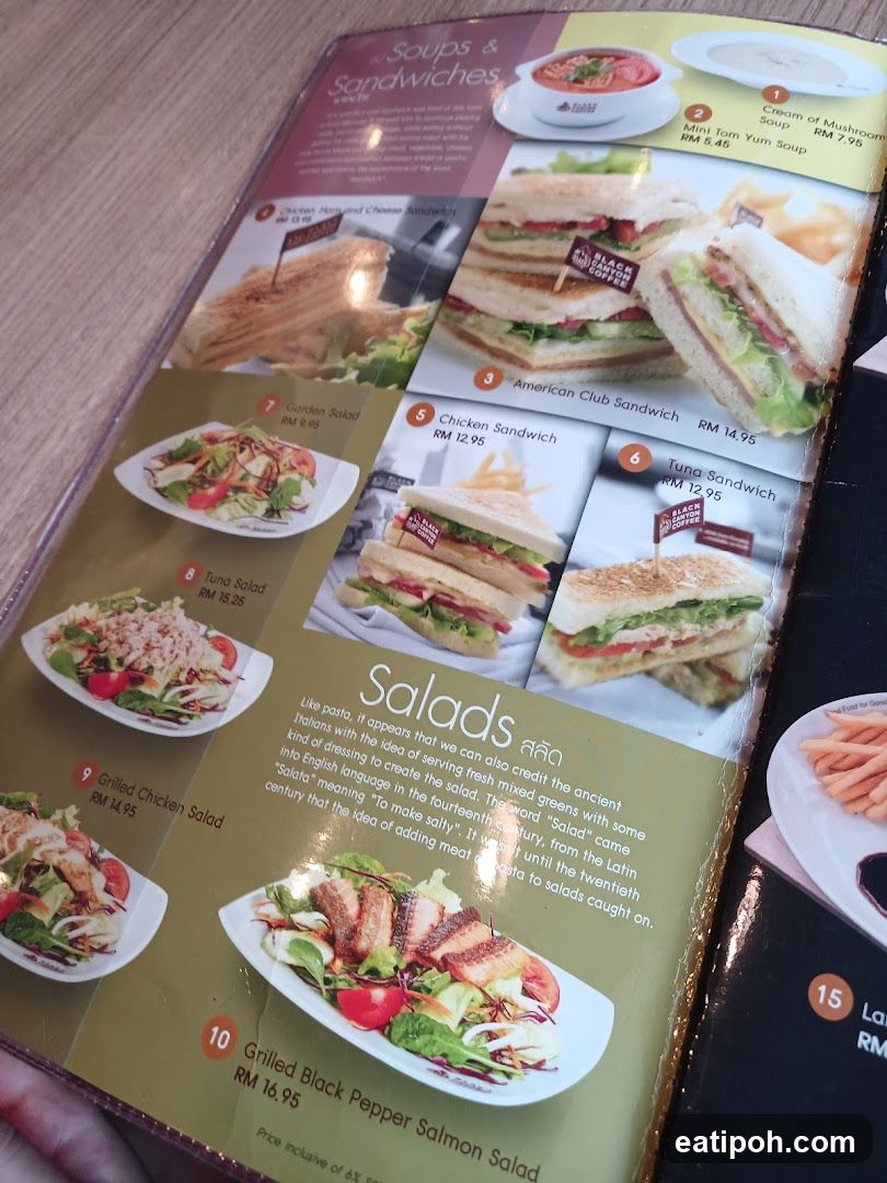 Soups & Sandwiches and Salads Section