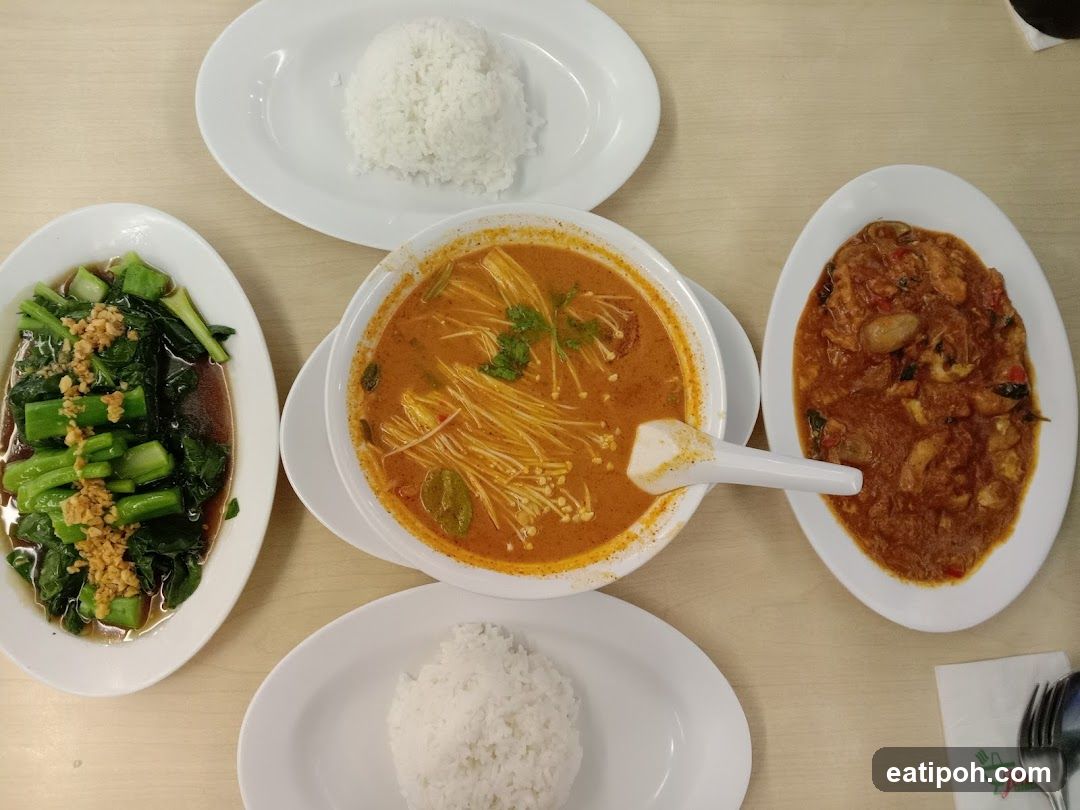 Table setting with Thai dishes