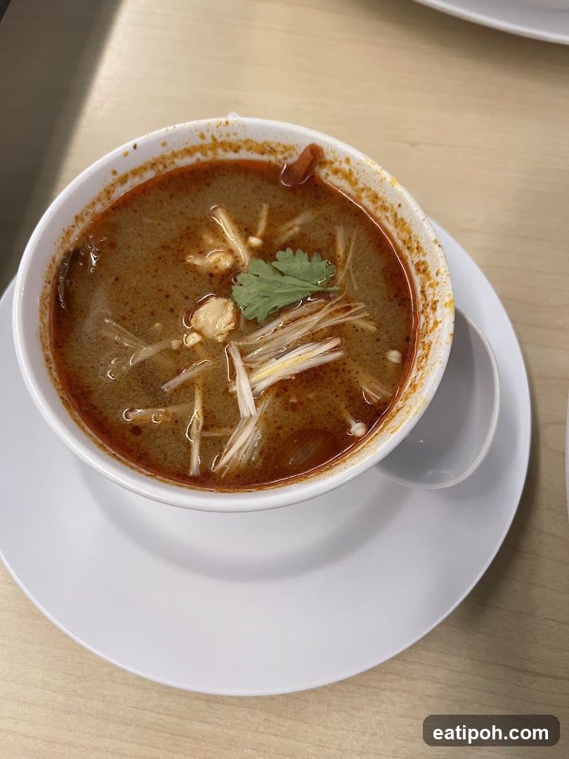 Soup in bowl on table