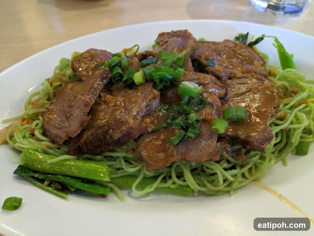 Noodle Dish with Meat and Greens