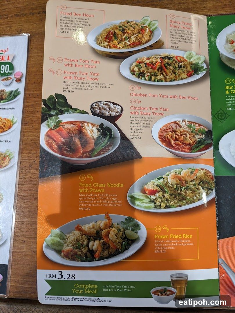 Thai Noodle and Rice Menu
