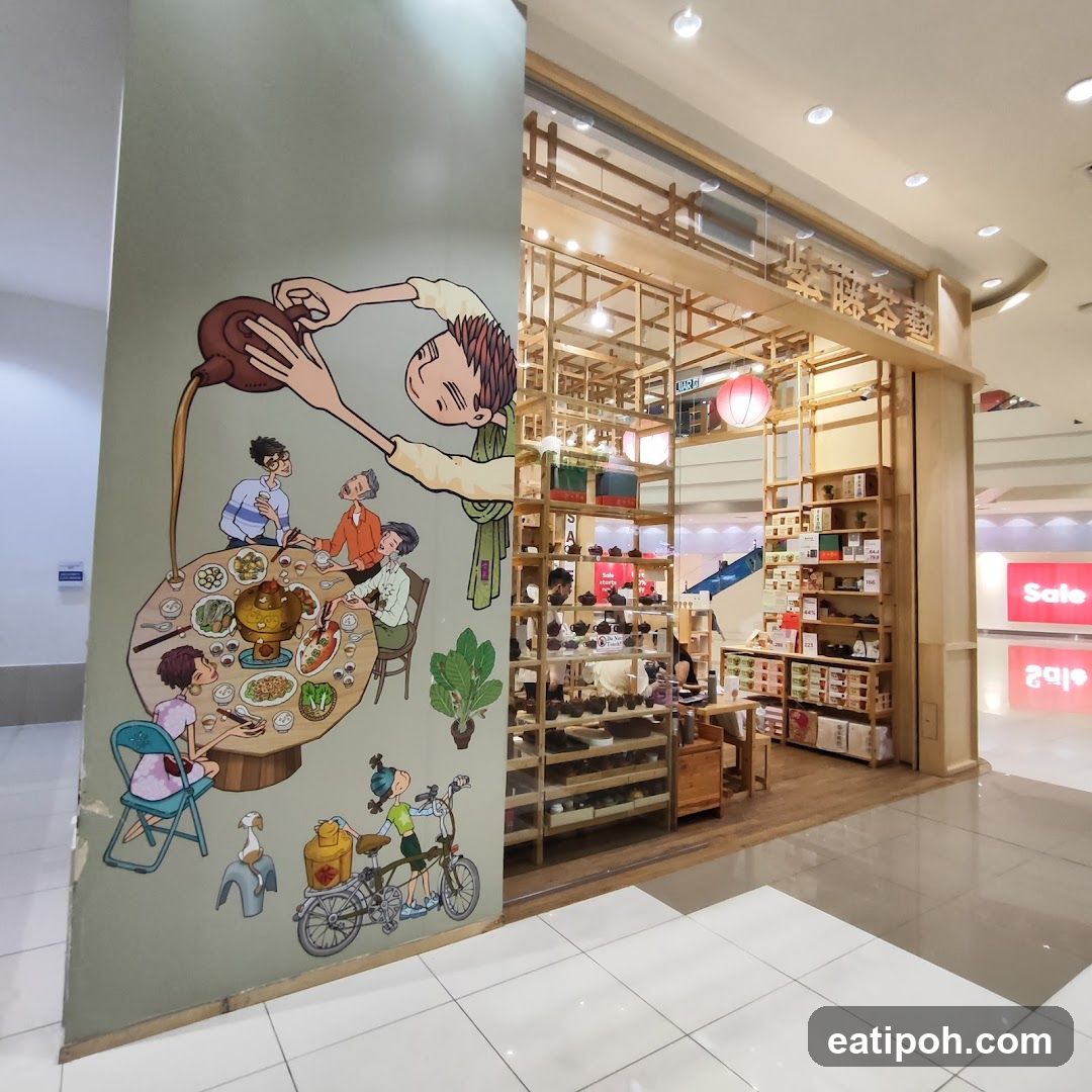 Tea Shop Interior with Mural