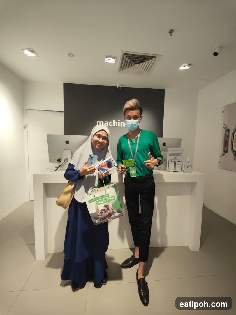 Customer and staff in store